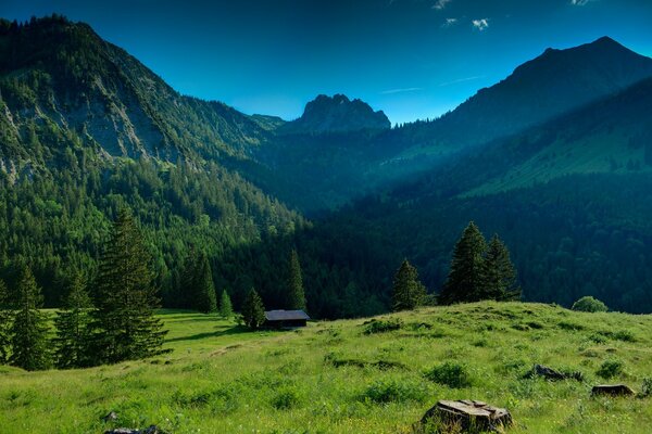 Clairière dans le paysage de montagne de l air