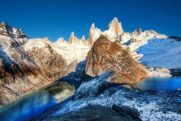 Picturesque landscape of snowy mountains