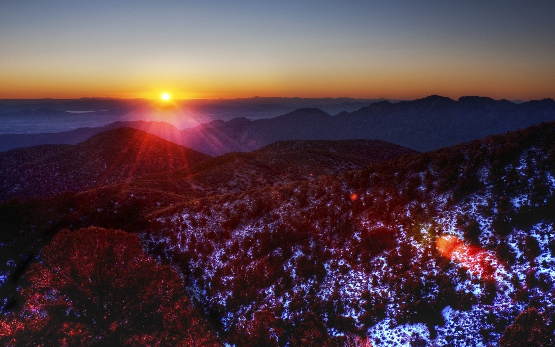 montagnes paysage coucher de soleil montagnes aube ciel soir neige voyage nature à l extérieur crépuscule