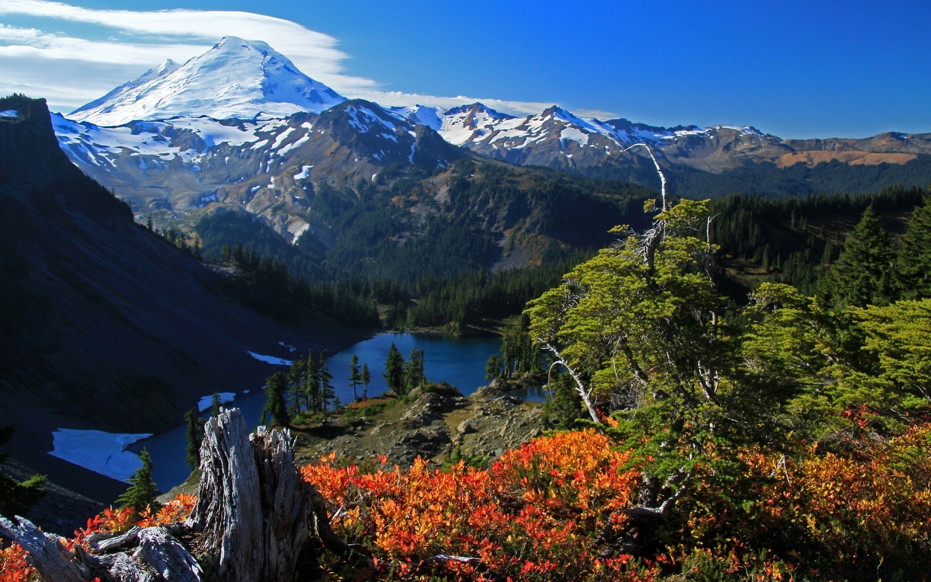 mountains mountain snow landscape outdoors travel nature scenic lake water sky wood daylight mountain peak valley tree fall