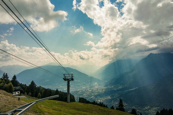 Sunlight through clouds in the mountains