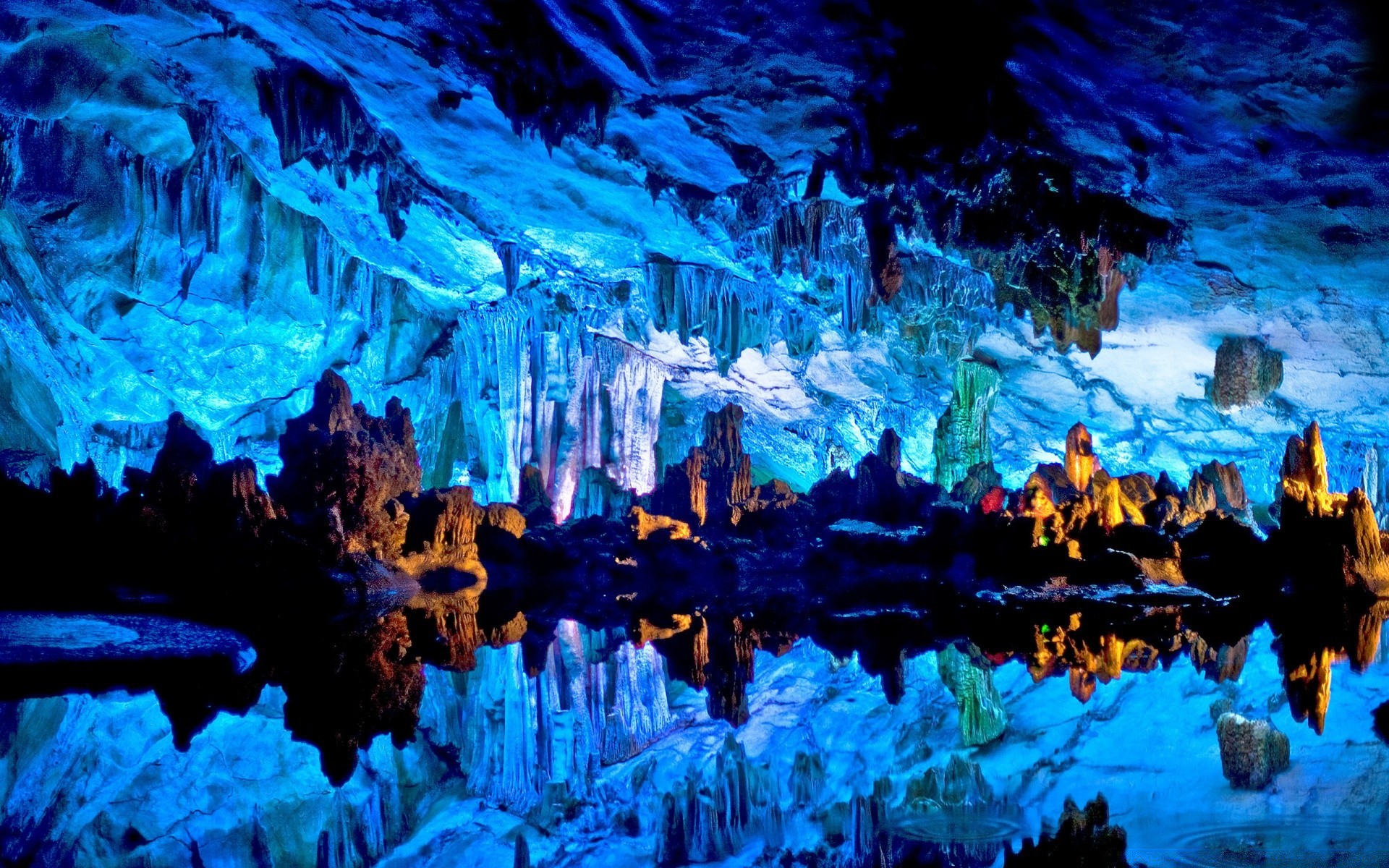 lago cueva viajes abstracto estalactita agua luz corcho