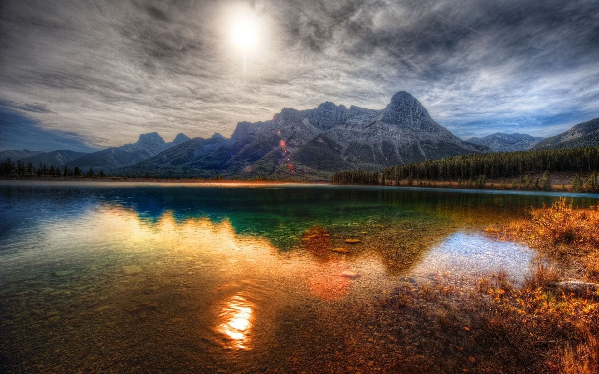 lac eau réflexion aube coucher de soleil paysage montagnes nature neige en plein air soir ciel voyage