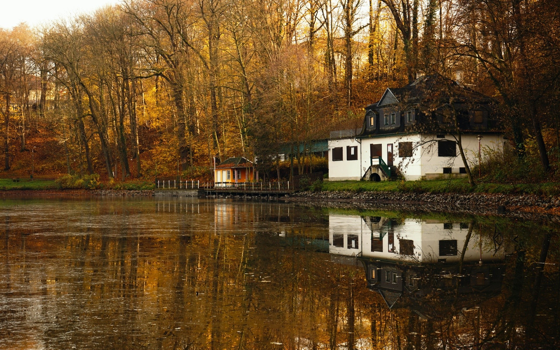 see herbst holz wasser holz im freien flut reflexion blatt natur winter fluss haus des ländlichen landschaft