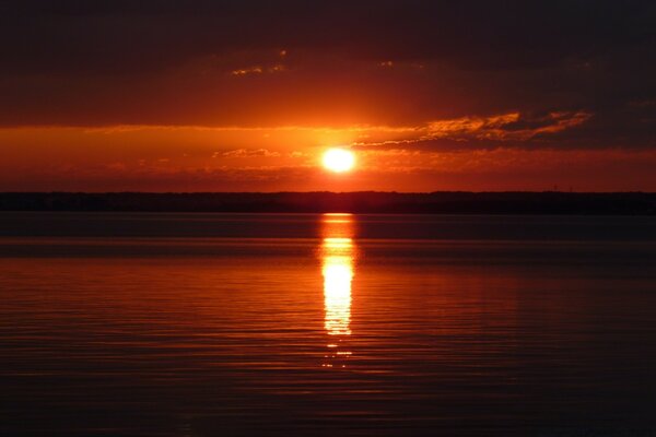 Lake sunset sun sky