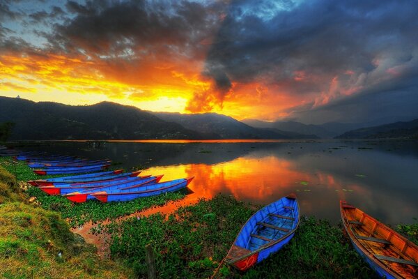 Fiume alla luce del sole al tramonto