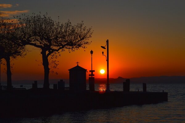 Beautiful sunset by the water