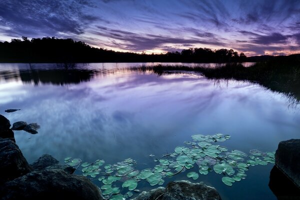 Reflection of the sky in the surface of the river