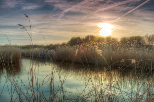 Sunset reflection in the lake