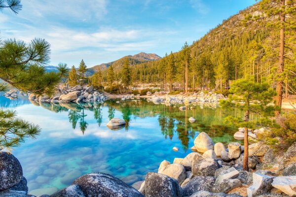 Protetor de tela para computador lago e montanhas