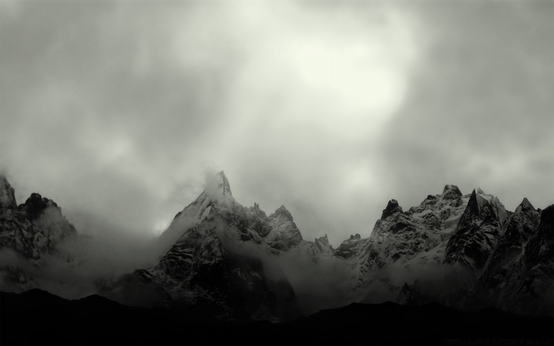 berge schnee berge nebel sonnenuntergang himmel dämmerung monochrom reisen nebel im freien natur landschaft winter