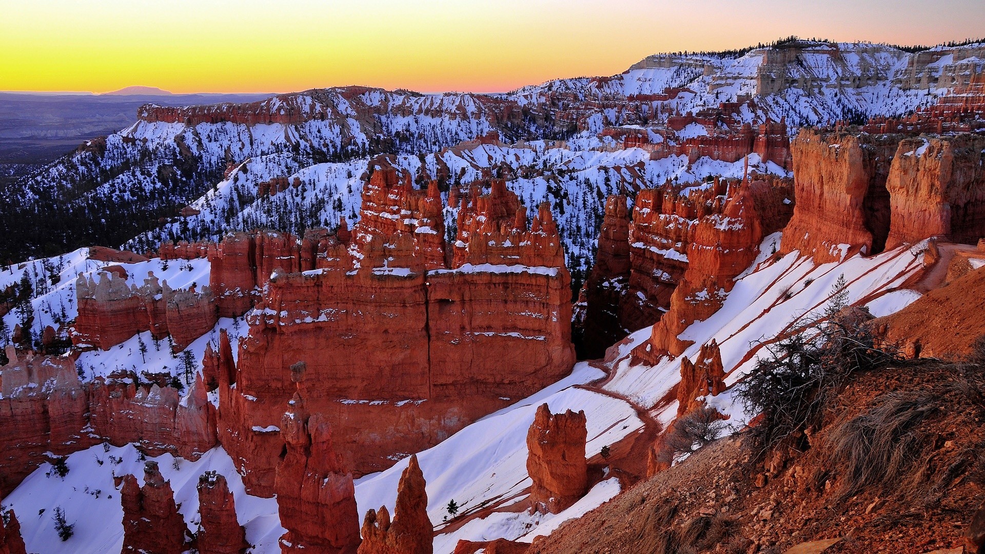 mountains winter outdoors snow sunset landscape travel rock scenic canyon nature geology dawn sandstone evening sky erosion mountain