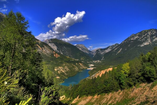 Beryuzovoe lake in a mountainous area