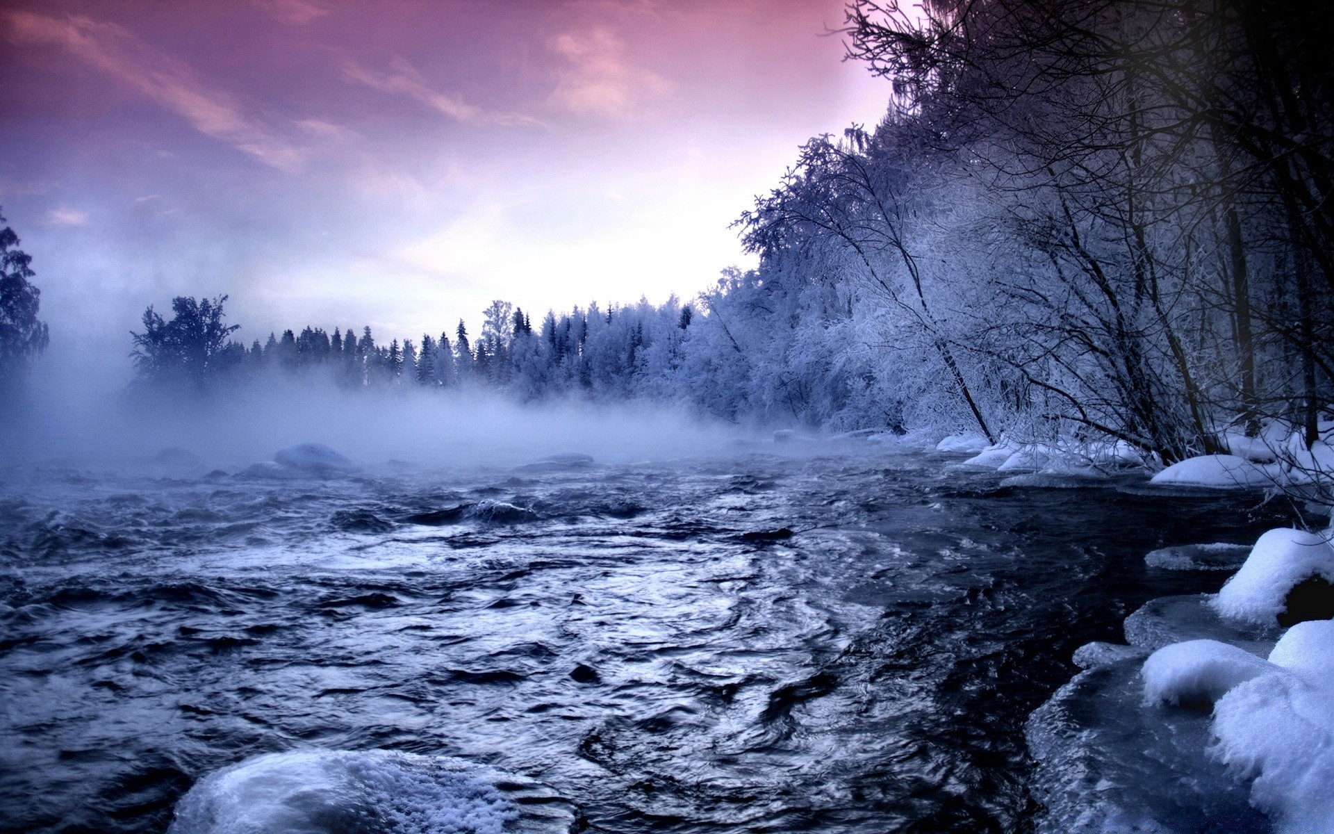 rzeki stawy i strumienie stawy i strumienie woda krajobraz natura zima śnieg na zewnątrz rzeka zimno mgła