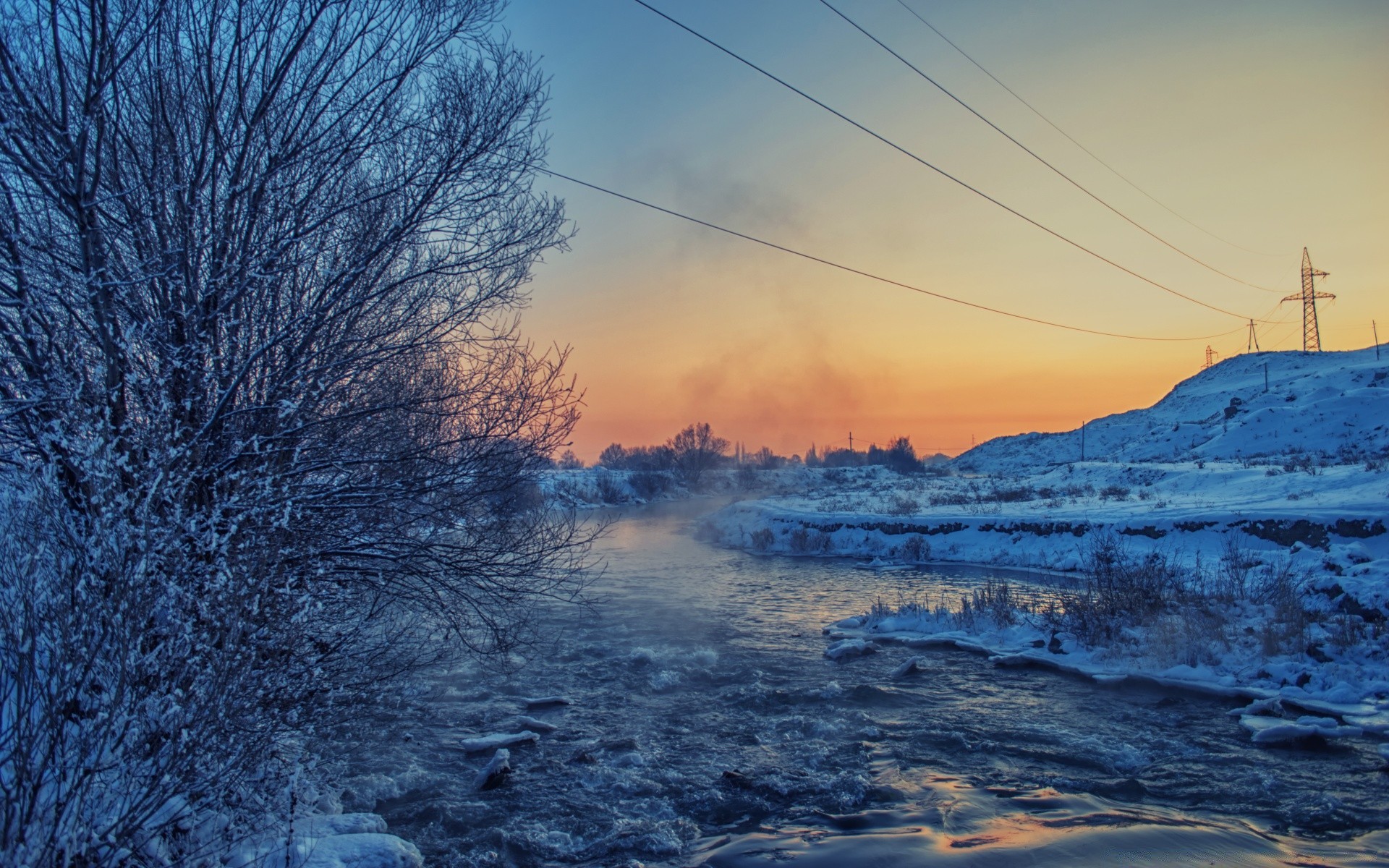 rivières étangs et ruisseaux étangs et ruisseaux hiver neige paysage nature aube froid gel ciel glace congelé à l extérieur coucher de soleil météo beau temps soir saison crépuscule eau lumière