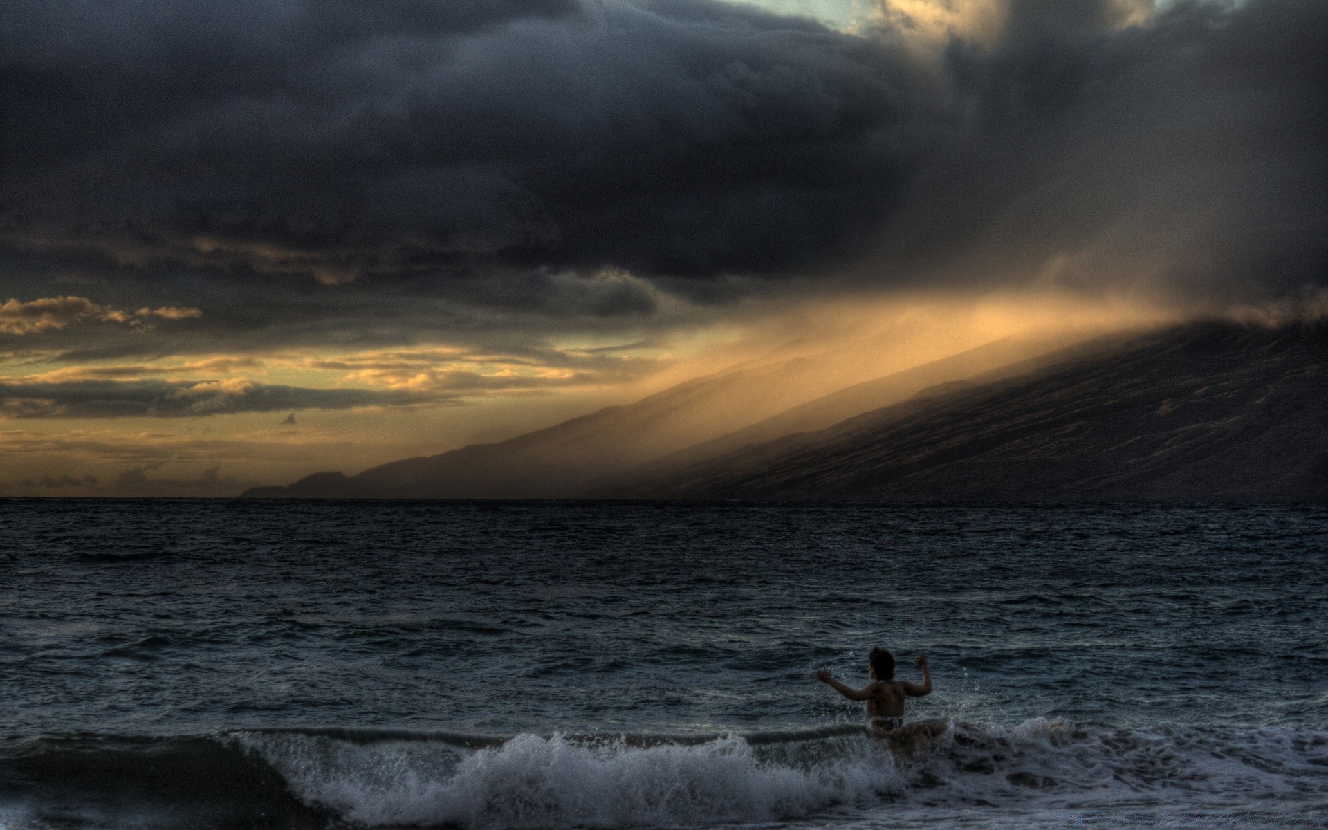 mountains water sunset storm sea ocean beach seascape dawn landscape evening weather