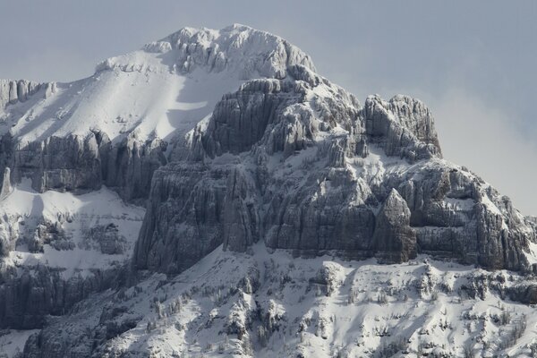 Orgomnaya mountain covered with snow