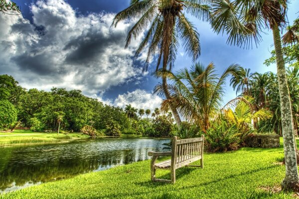 It s good to sit on a bench by the pond