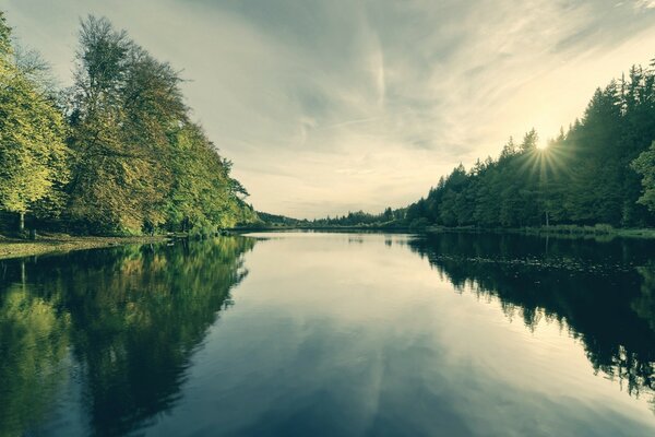 The sky is mirrored in the river