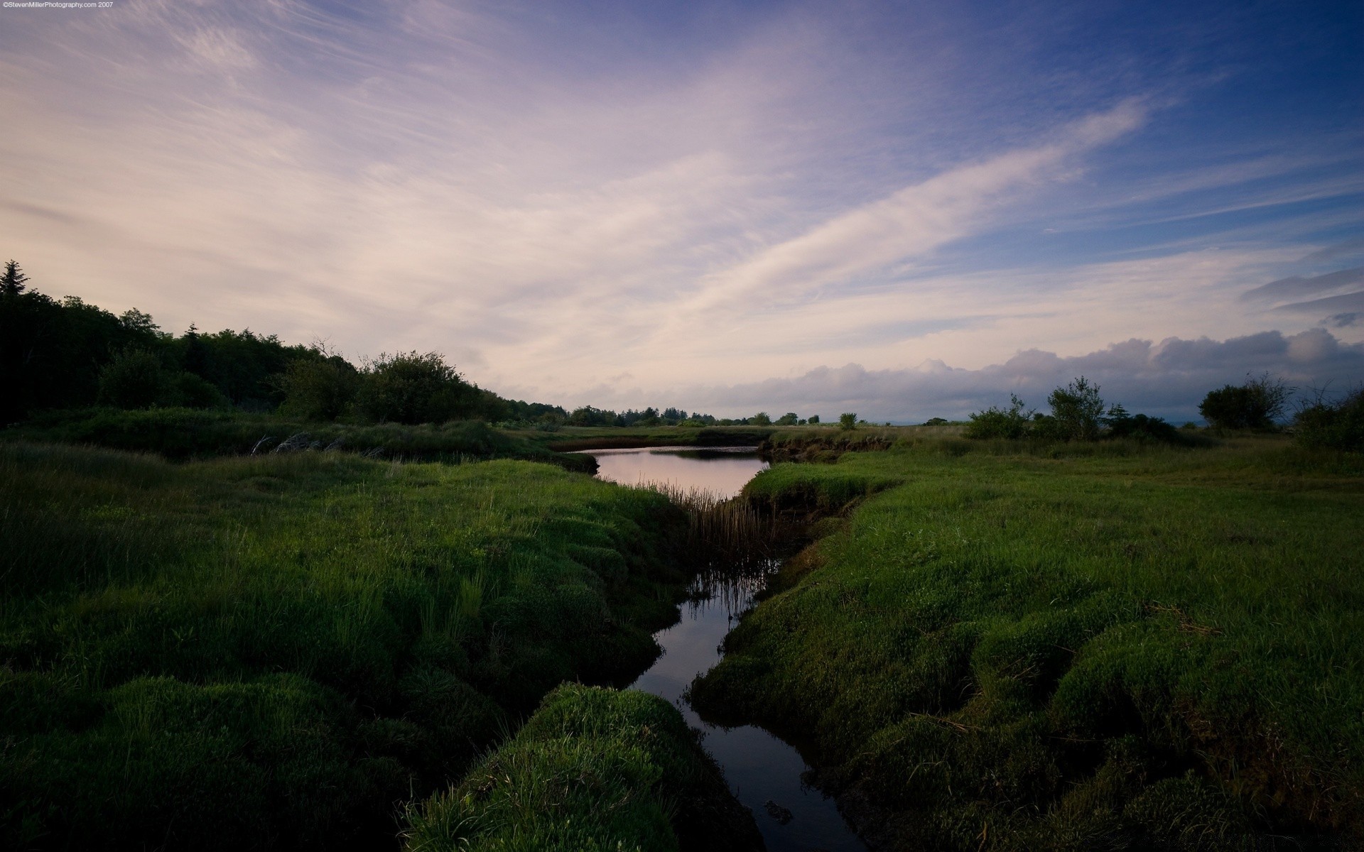 rivers ponds and streams landscape water nature sky tree river grass sunset outdoors dawn lake countryside wood travel