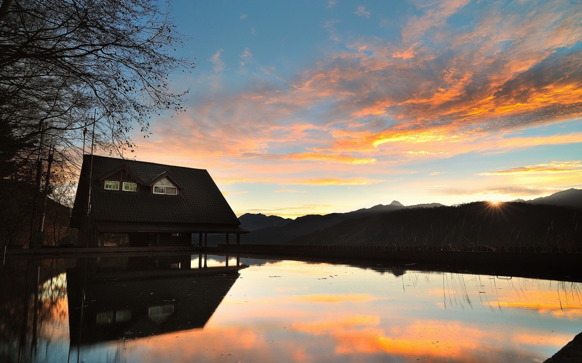 rivers ponds and streams sunset dawn evening dusk water reflection outdoors sky landscape lake sun travel light