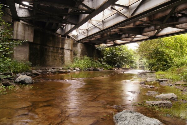 A small river under the bridge