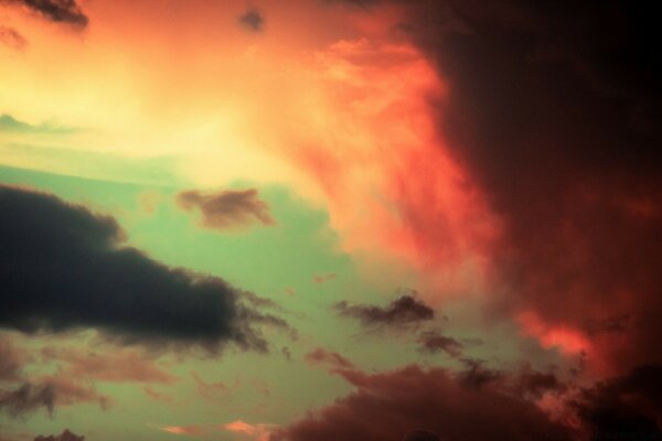 Sunset. Multicolored clouds