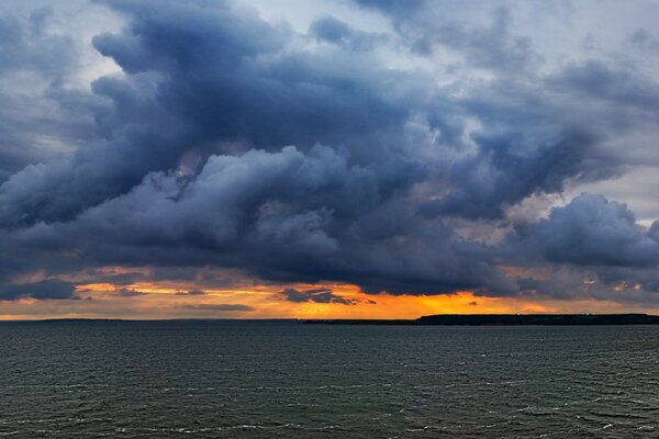 Sunset landscape over a calm sea