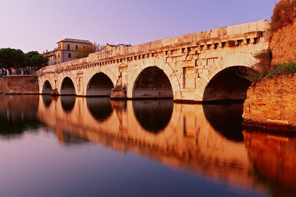 Reflection of the bridge in the water