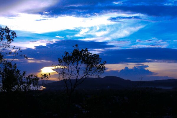 Evening twilight at a heavenly sunset