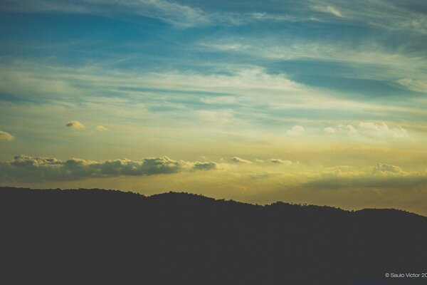 Sunset over the mountains. Silence