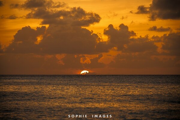 Sea sunset , gloomy calm