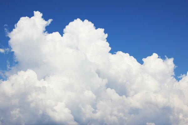 Fluffy snow-white clouds in a blue sky