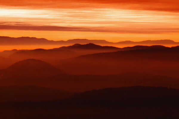 Evening sunset orange haze