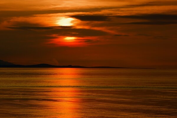 Sunset sky and sea landscape