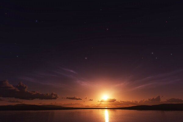 Hermosa puesta de sol y cielo elegante