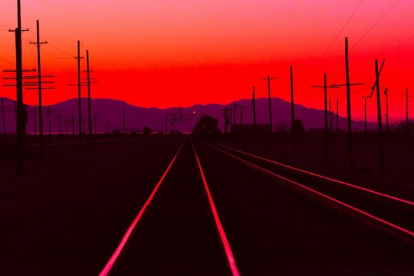 Railway track facilities at dusk