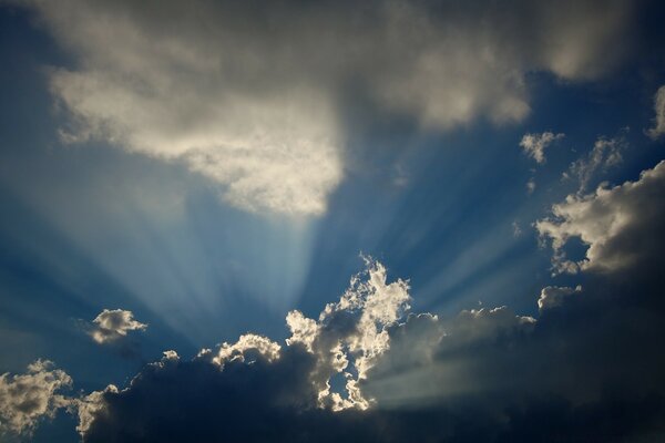 The rays of the sun through the clouds