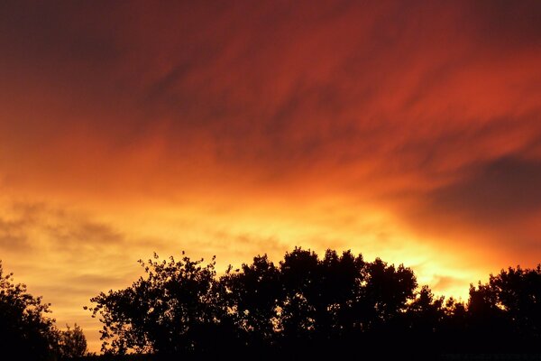 Pôr do sol através das nuvens