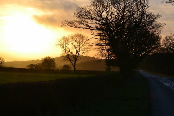 Autumn dawn through the clouds