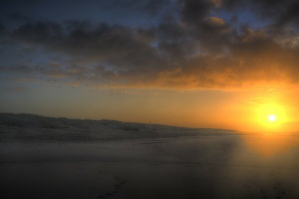 The landscape of a very beautiful sunset