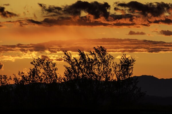 Wolken und Wolken bei Sonnenuntergang