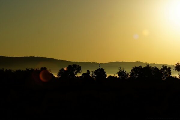 Evening sunset sky with backlight