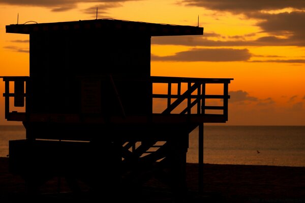 Fiery sunset on the sea