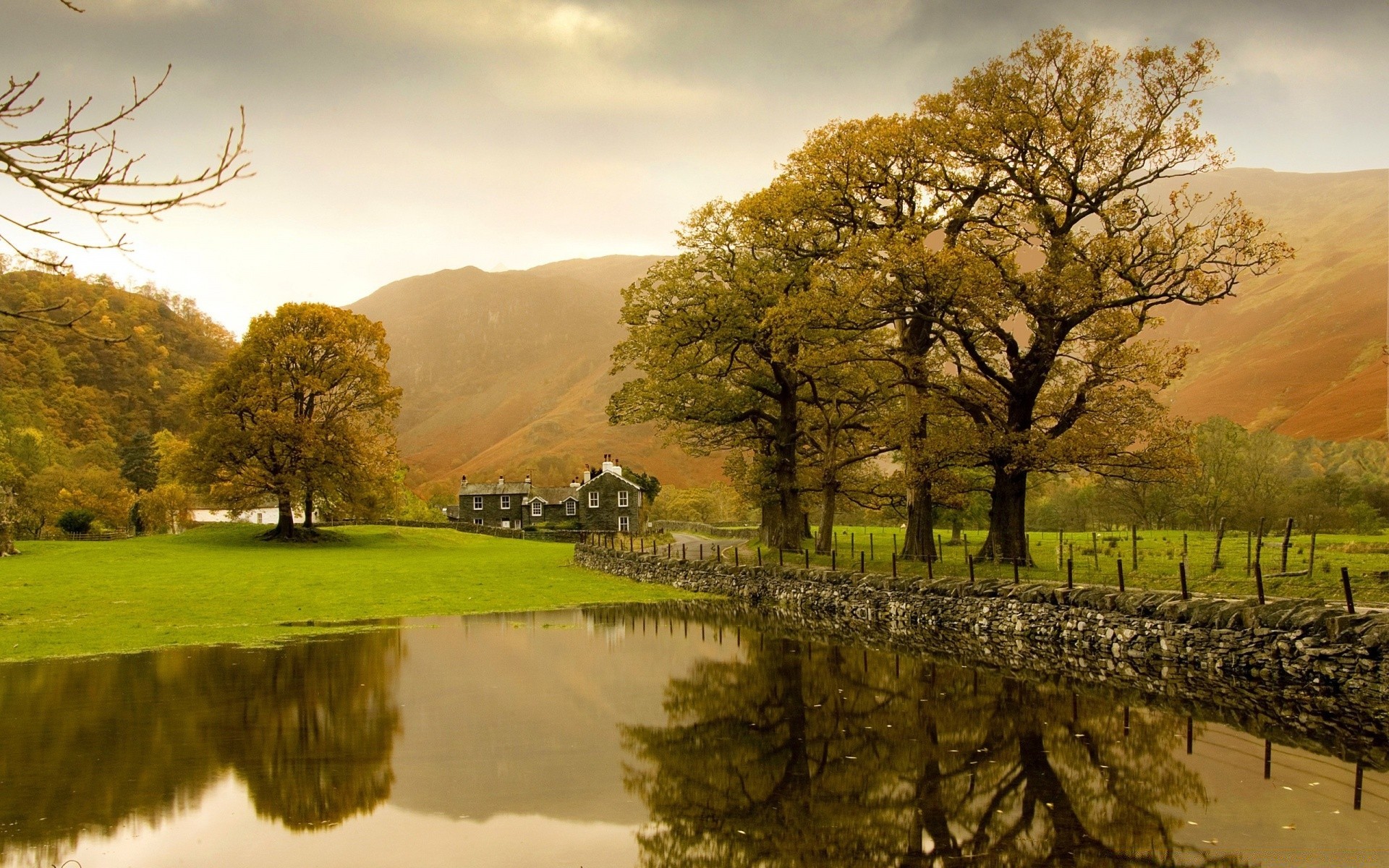 lake tree landscape nature dawn outdoors fall water wood sky travel countryside river scenic grass park sunset rural