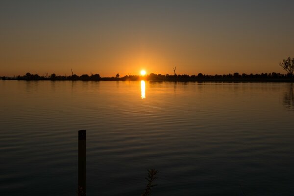 Reflection of the lake sunset water