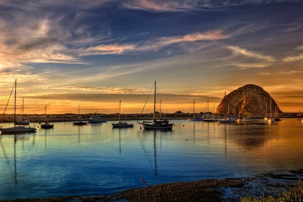 Sunset reflection on the water surface