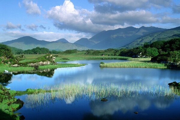 Mountain landscape. The sky is reflected. Nature