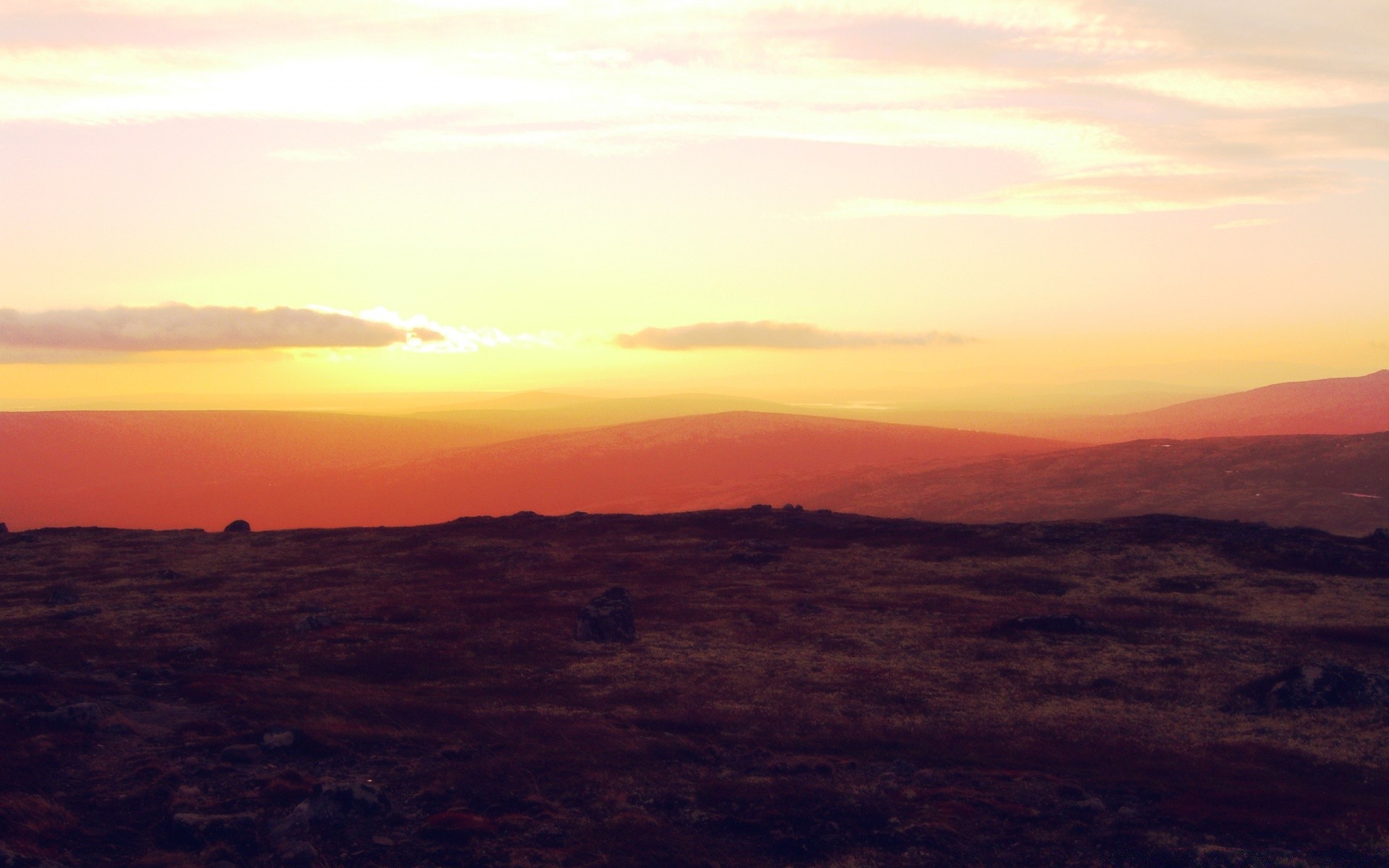 the sky sunset dawn landscape evening dusk sky sun light daylight fog mountain backlit