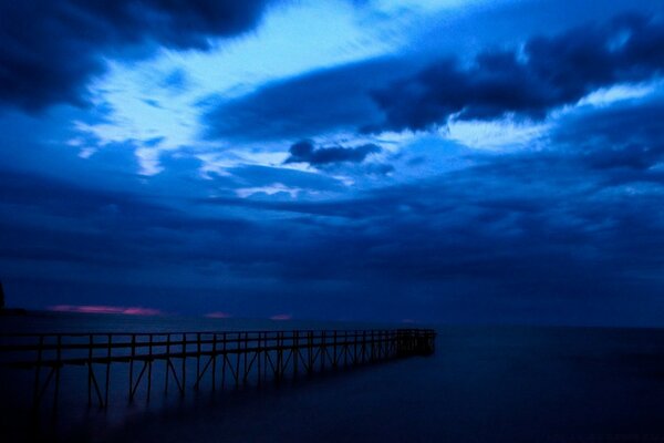 Gloomy sky in dark blue tones